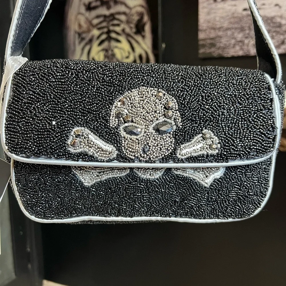 ☠️🖤MADE IN INDIA, VIRAL Skull Beaded Shoulder Bag🖤☠️NWT